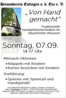 „Von Hand gemacht“  Traditionelle Handarbeitstechniken im Bäuerlichen Museum